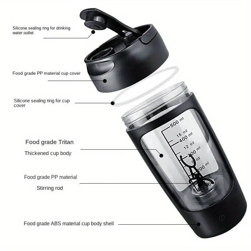 500ML Electric Protein Powder Mixing Cup Automatic Shaker Bottle Mixer Shake Bottle Milk Coffee Blender Kettle Fro Gym Outdoor